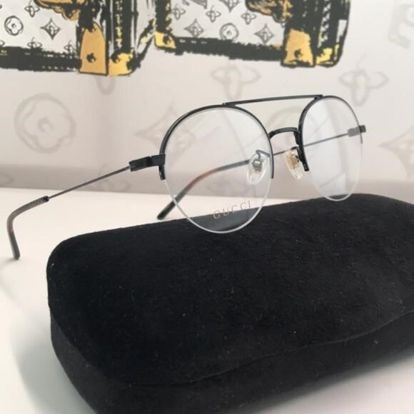 Authentic Gucci GG0682O 001 Eyeglasses – Black Semi-Rimless Round Frame - Picture 3 of 11
